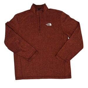 The North Face Fleece Pullover Mens Large Orange Excellent Textured 1/4 Zip